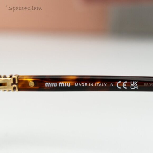 NEW Miu Miu MU11ZS 14L08N REGARD Havana Blue Light Rectangle Unisex Sunglasses - Picture 6 of 9